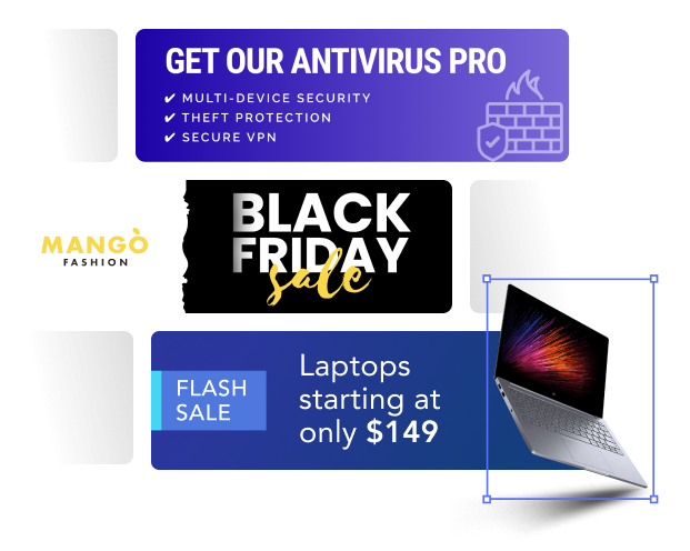 Fully customizable mobile banner ad templates