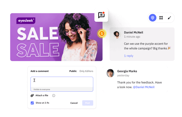 enjoy a collaborative workflow, with the ability to leave comments