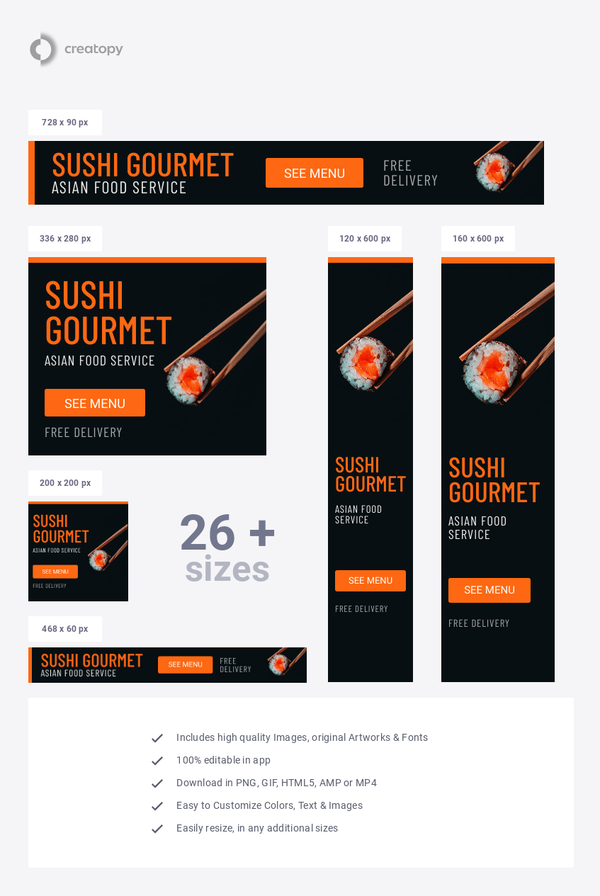 Sushi Asian Food Service Banner Template