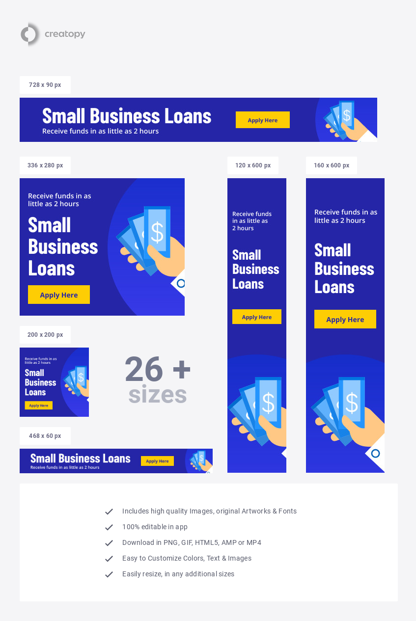 Small Business Loans Banner Set Design