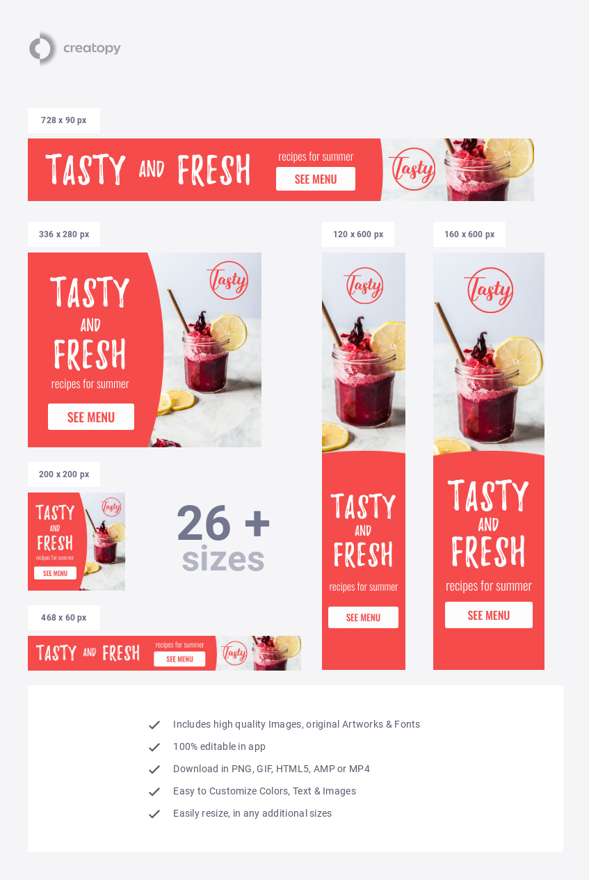 Tasty And Fresh Recipes Banner Design
