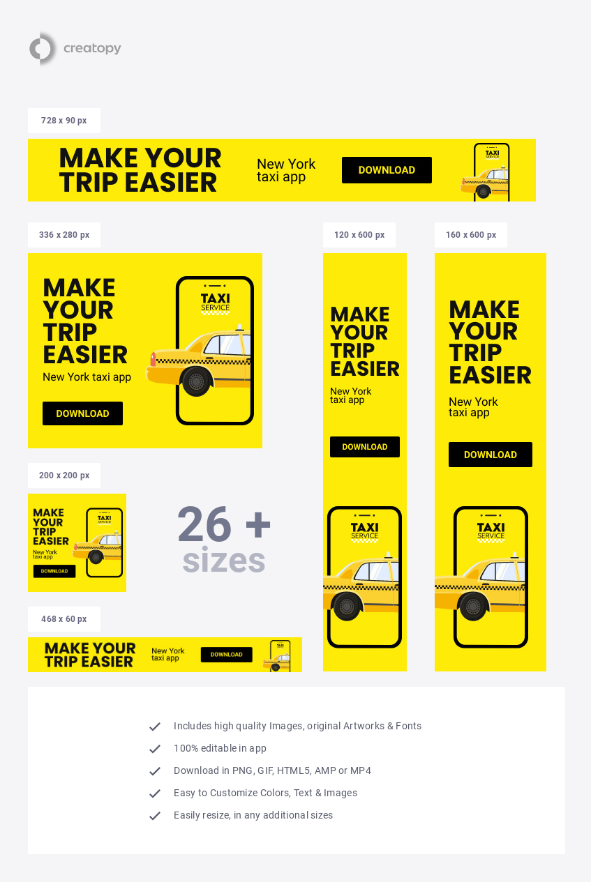 Taxi Service App Banner Example