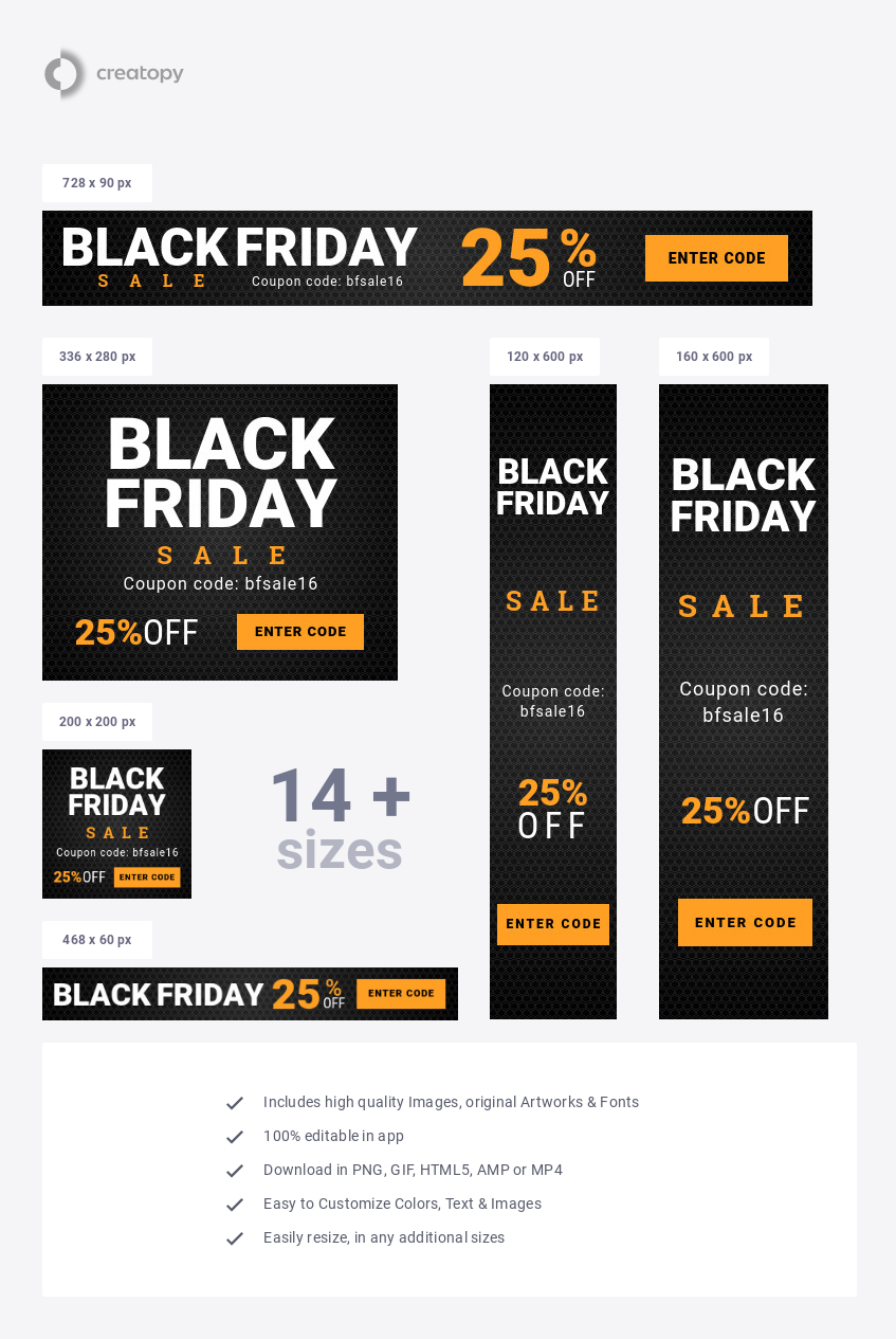 Black Friday Promo Code Sale Banner Template