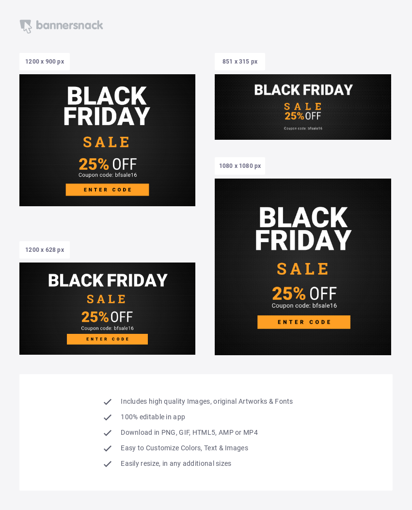 Black Friday Promo Code Sale Banner Template
