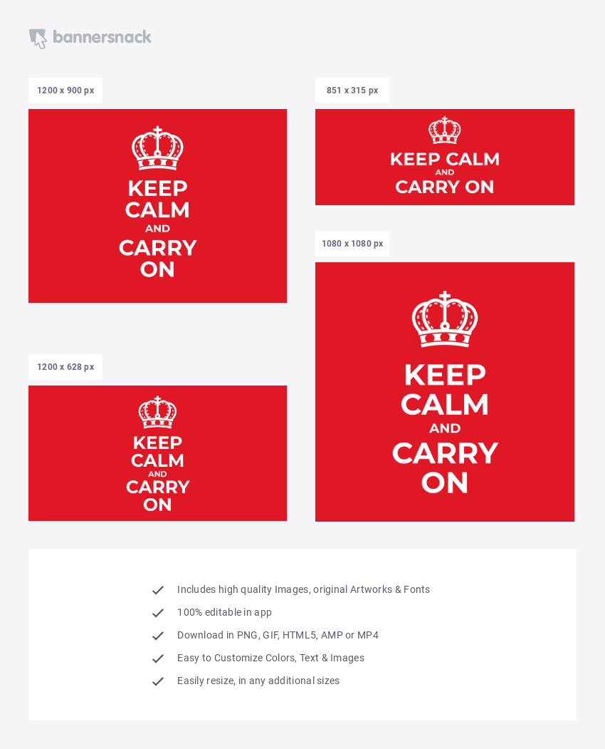 Keep Calm And Carry On Banner Template