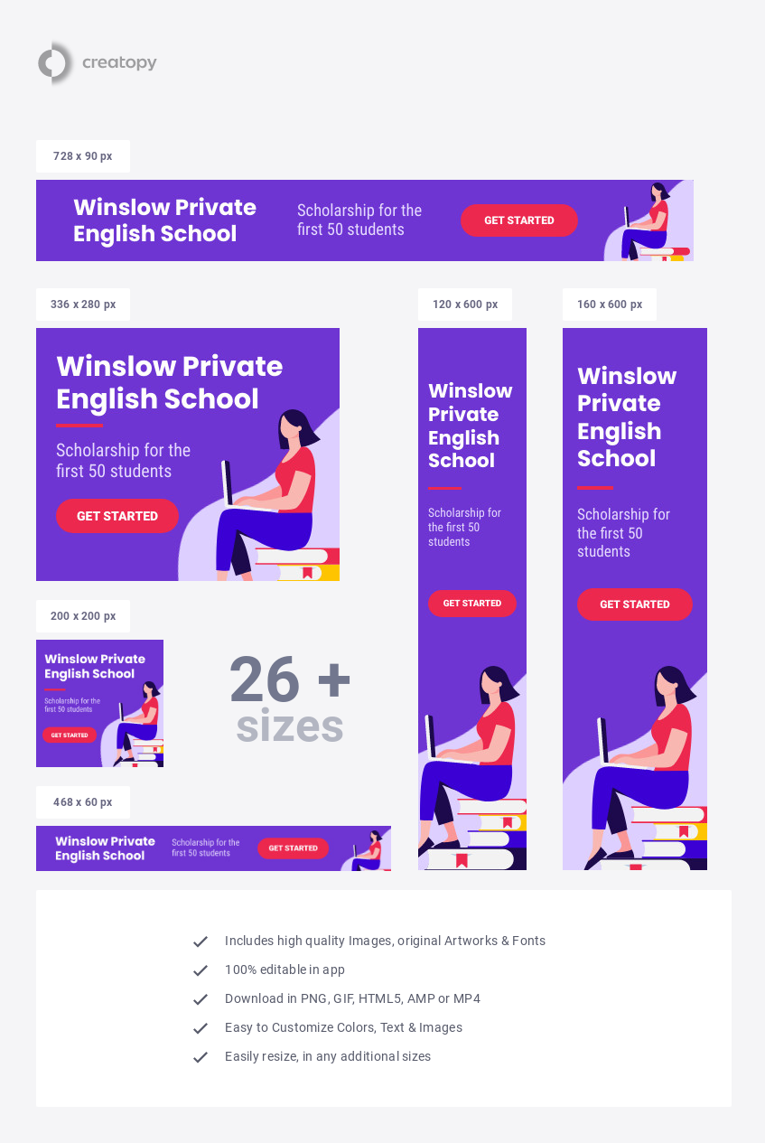 Private School Scholarship Banner With Kids