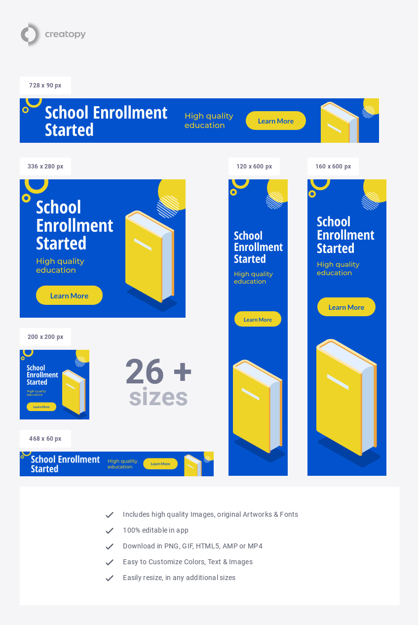 School Enrollment Education Banner Template